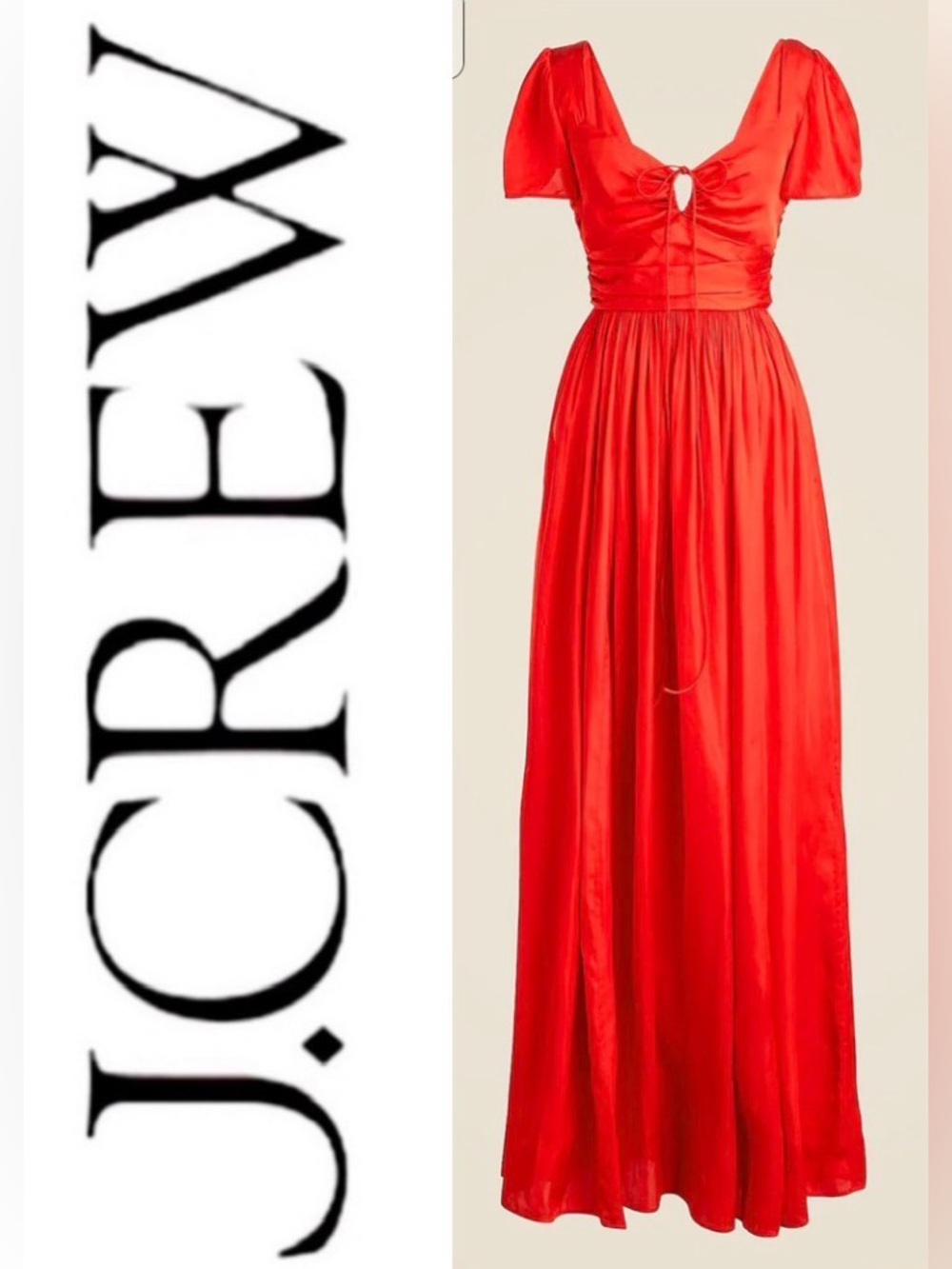 J. Crew Collection Flutter Sleeve Maxi Dress in luster Georgette NWT size 8